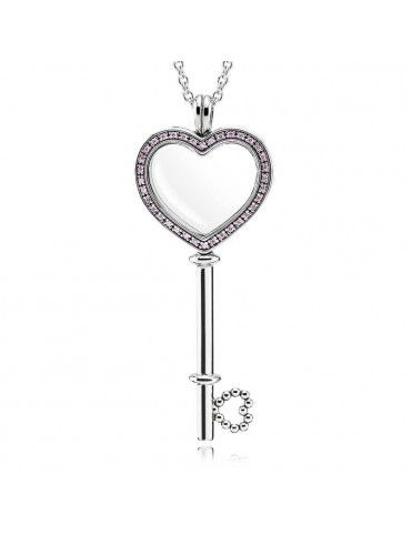 Collar Pandora Plata Locket llave corazón+ 2 petites 396584FPC-80&7965698&793668