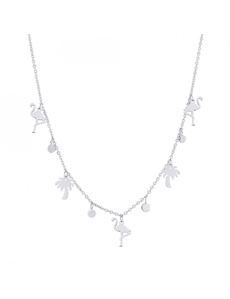 Collar Anartxy Acero Mujer COA515PT Palmeras y flamencos