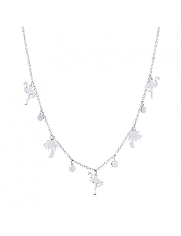 Collar Anartxy Acero Mujer COA515PT Palmeras y flamencos