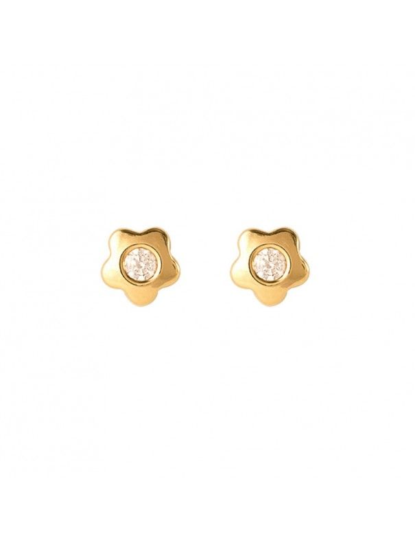 Pendientes Oro Amarillo niña flor 61A1151/1