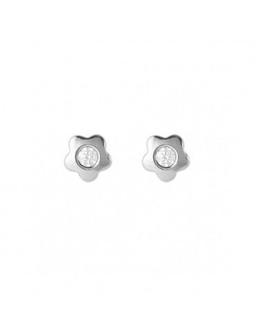 Pendientes Oro Blanco niña flor 61B1151/1
