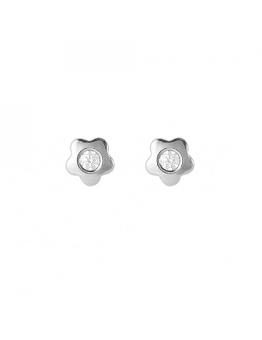 Pendientes Oro Blanco niña flor 61B1151/1