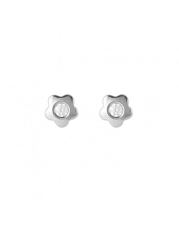 Pendientes Oro Blanco niña flor 61B1151/1