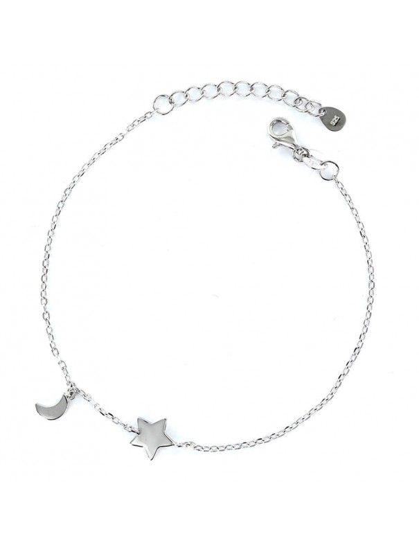 Pulsera Plata Mujer Estrella y Luna 9100485