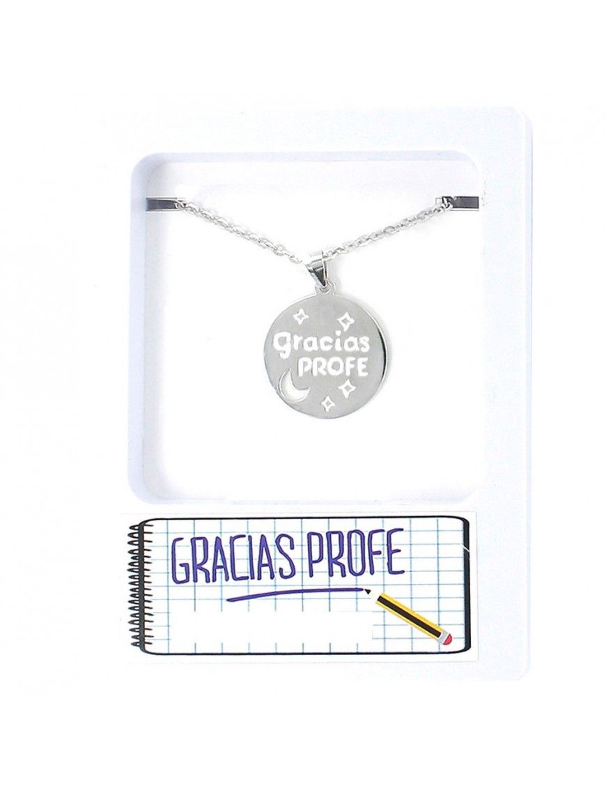 Collar Plata Mujer Gracias Profe 9102970
