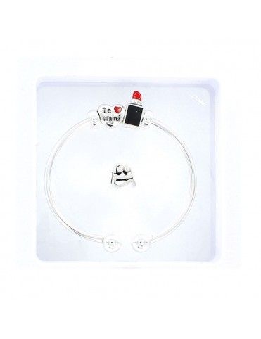 Pulsera Plata Mujer Mamá Corazón Pintalabios 9102839