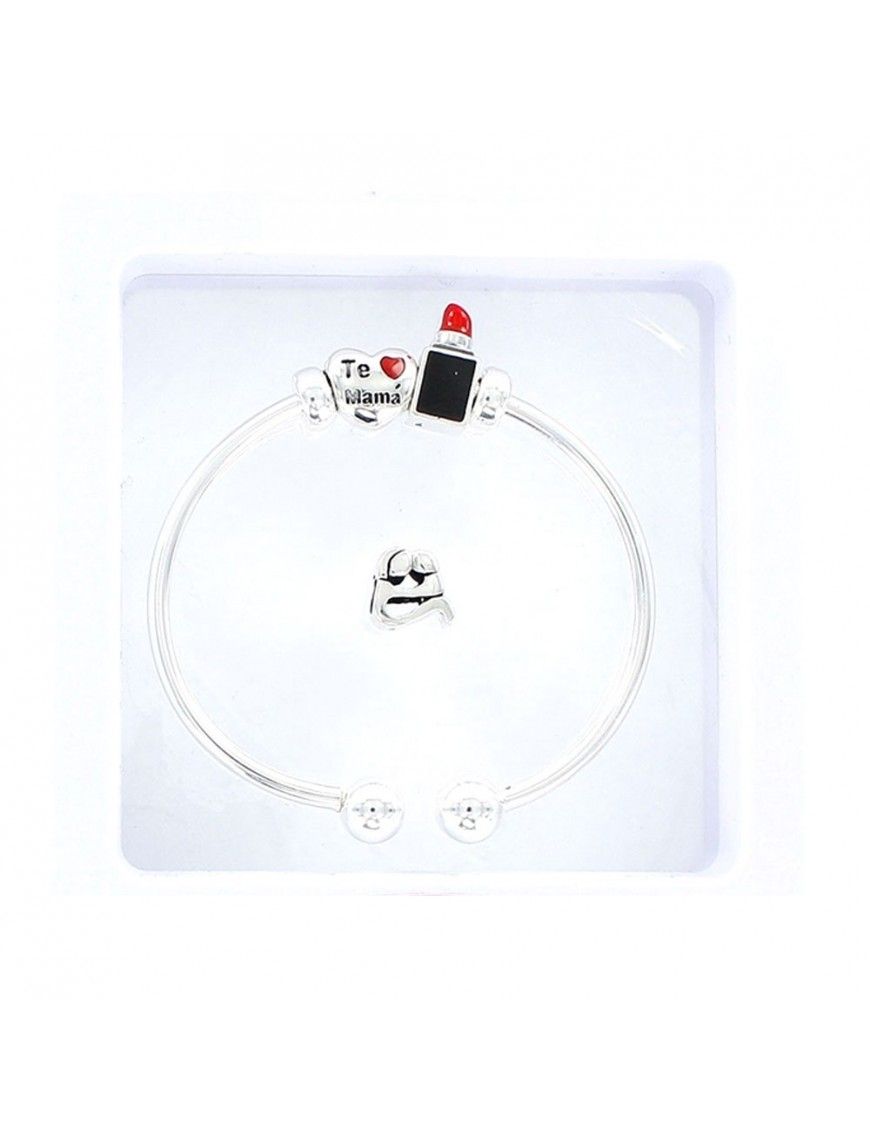 Pulsera Plata Mujer Mamá Corazón Pintalabios 9102839