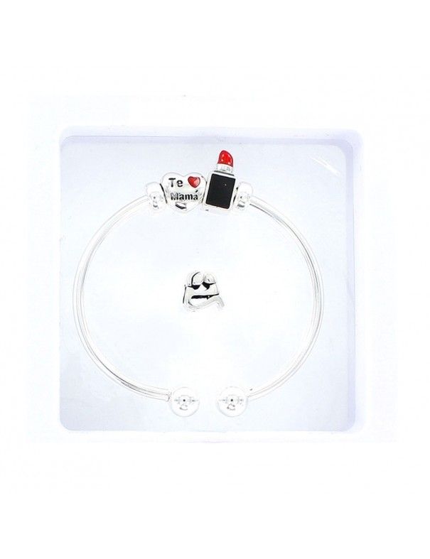 Pulsera Plata Mujer Mamá Corazón Pintalabios 9102839