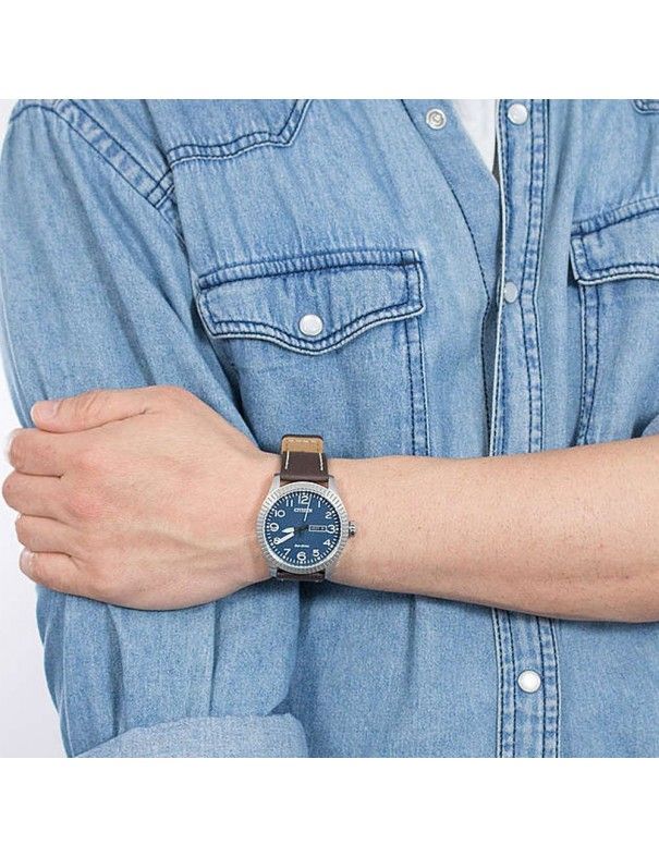 Orologio Citizen Eco-Drive Uomo BM8530-11X - Cassa 42 Mm In Acciaio, Quadrante Beige, Cinturino Pelle Marrone