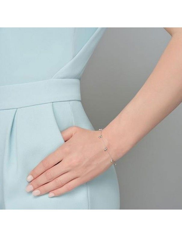 Pulsera Plata Mujer Chatones con circonitas colgantes FZ204K-1