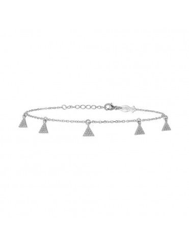 Pulsera Plata Mujer Mini triángulos con circonitas colgantes KR674-11