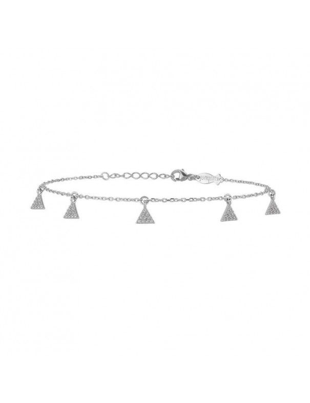 Pulsera Plata Mujer Mini triángulos con circonitas colgantes KR674-11