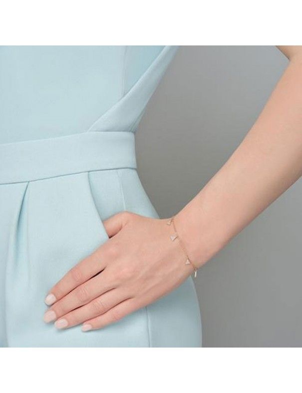 Pulsera Plata Mujer Mini triángulos con circonitas colgantes KR674-11