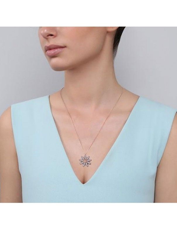 Collar plata Mujer margarita circonitas LL749-2