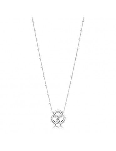Collar Pandora Plata Corazones Reales Unidos 397719-45