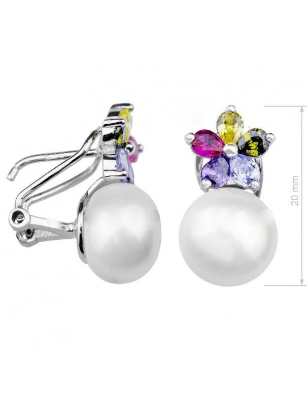 Pendientes Plata Mujer Perla Flor 149871