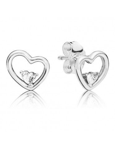 Pendientes Pandora Plata Corazones Asimétricos del amor 297813CZ