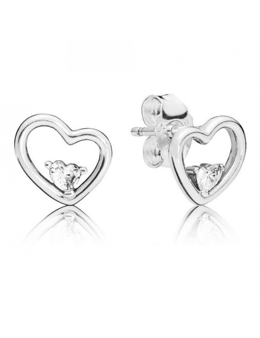 Pendientes Pandora Plata Corazones Asimétricos del amor 297813CZ