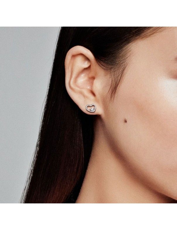 Pendientes Pandora Plata Corazones Asimétricos del amor 297813CZ