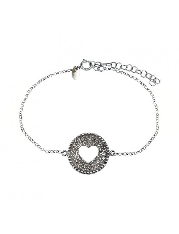 Pulsera Plata círculo con corazón mujer 044836-01-01-cad