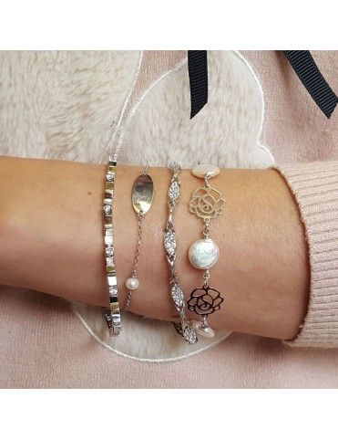 Pulsera plata y circonitas mujer BL9002