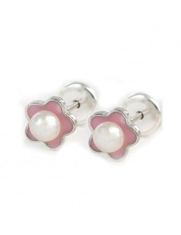 Pendientes Plata bebe flor perla 9104377