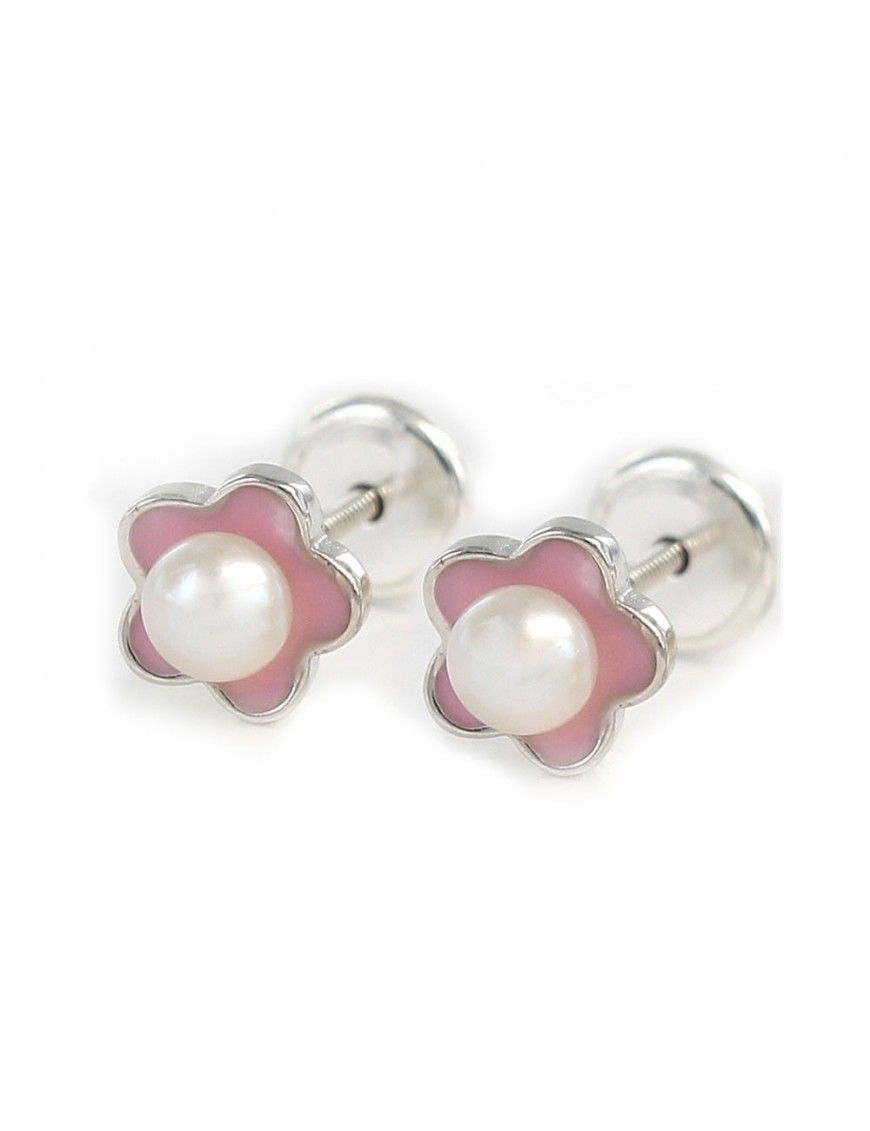 Pendientes Plata bebe flor perla 9104377