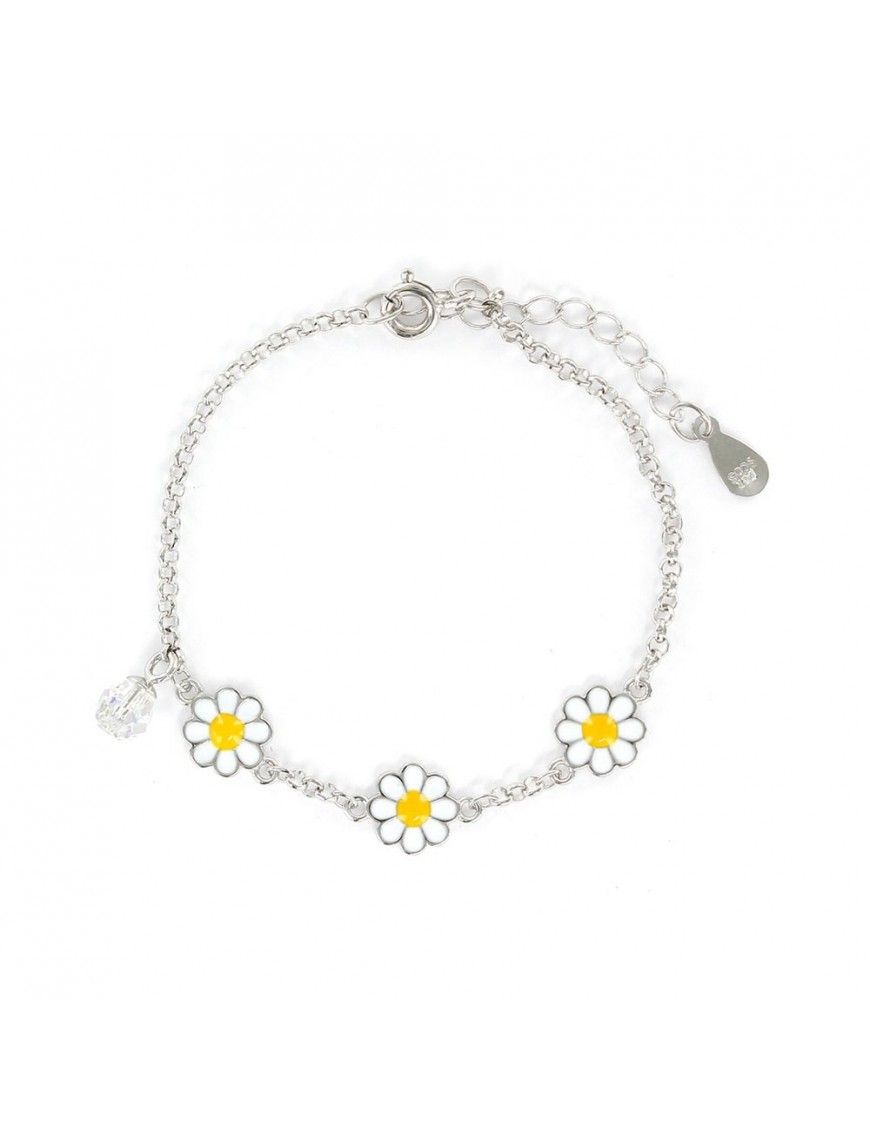 Pulsera Plata Niña Margaritas esmaltadas 9105977
