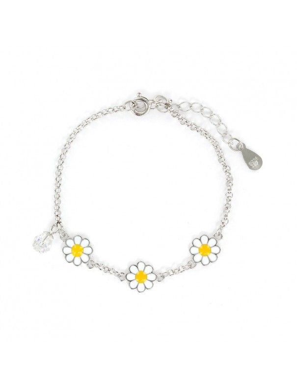 Pulsera Plata Niña Margaritas esmaltadas 9105977
