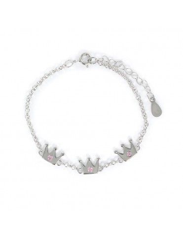 Pulsera Plata Niña corona con circonita 9105979
