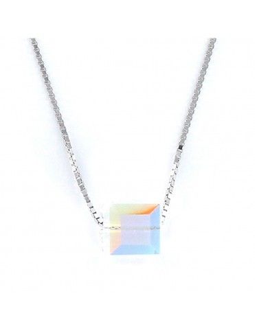 Collar Plata Cubo Swarovski 9101549