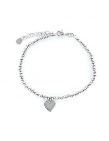 Pulsera Plata Mujer corazón bolitas 9101680