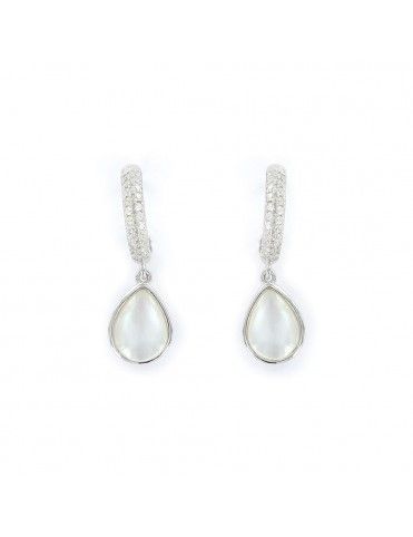 Pendientes Plata Mujer aros circonita y nácar 9103127