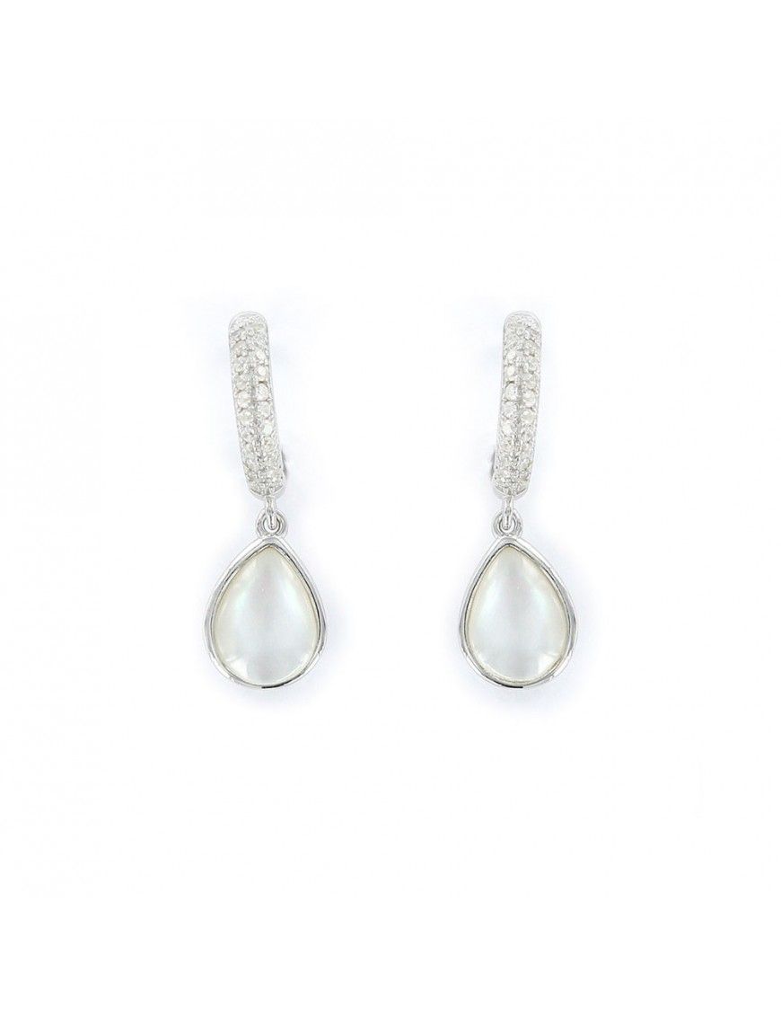 Pendientes Plata Mujer aros circonita y nácar 9103127