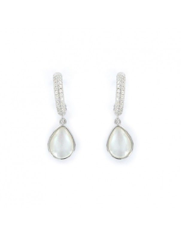 Pendientes Plata Mujer aros circonita y nácar 9103127