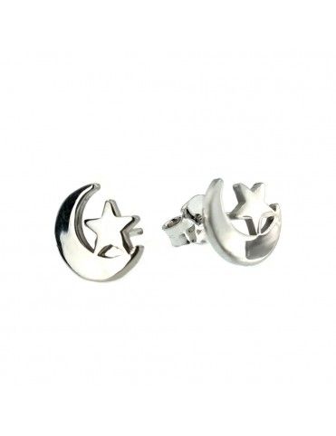 Pendientes Plata mujer estrella con luna 0196706-1-1