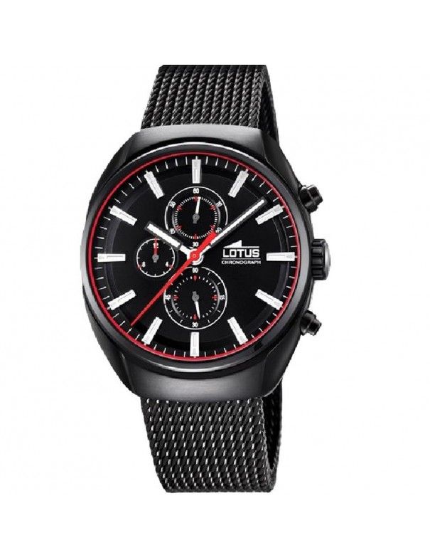 Lotus Orologio Cronografo Uomo 18567/2 - Cassa Tonno In Acciaio Nero E Cinturino In Pelle