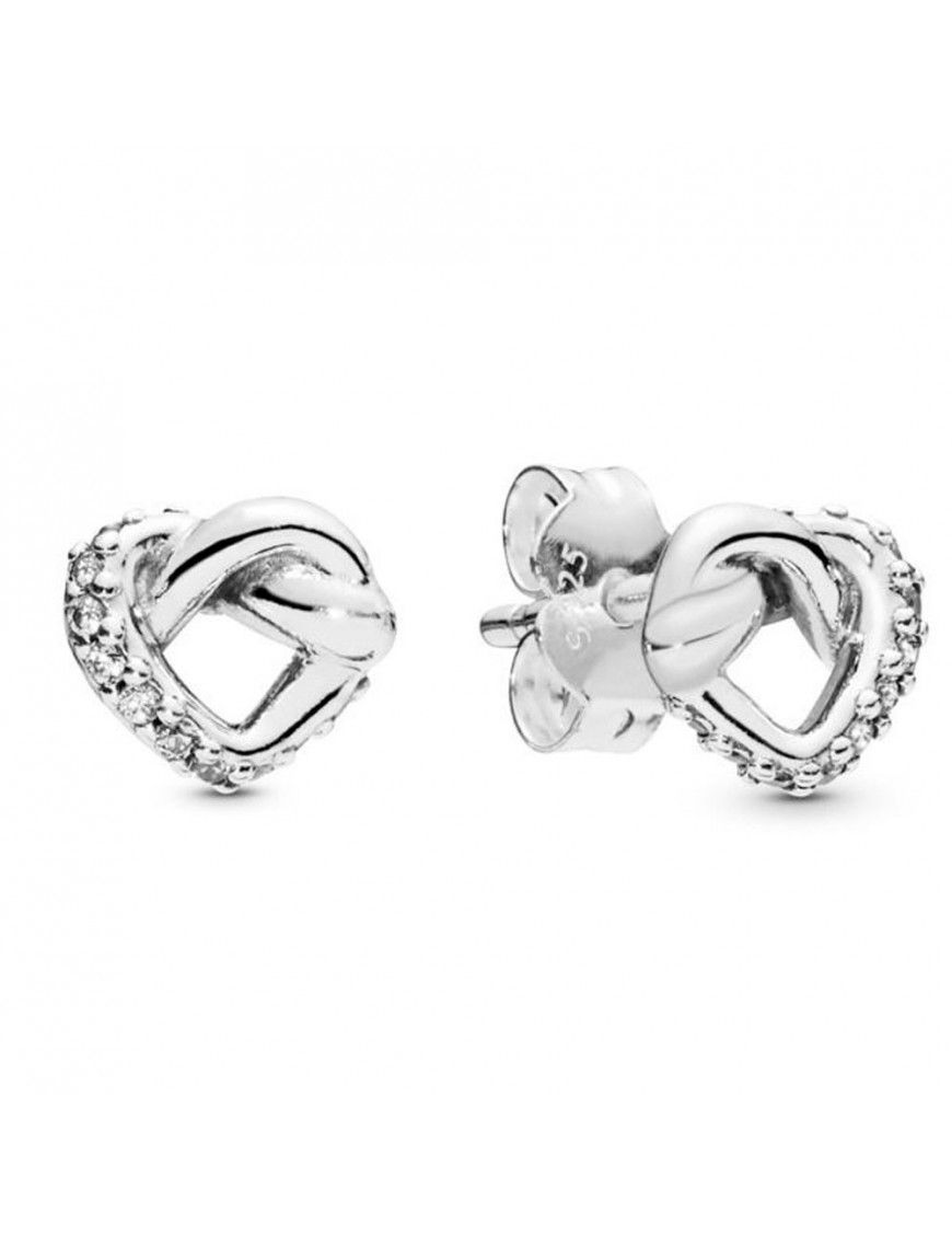 Pendientes Pandora Plata de botón Corazones Anudados 298019CZ