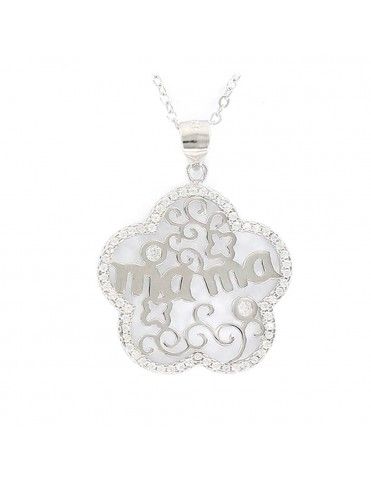 Collar Plata mamá flor calada 9106815