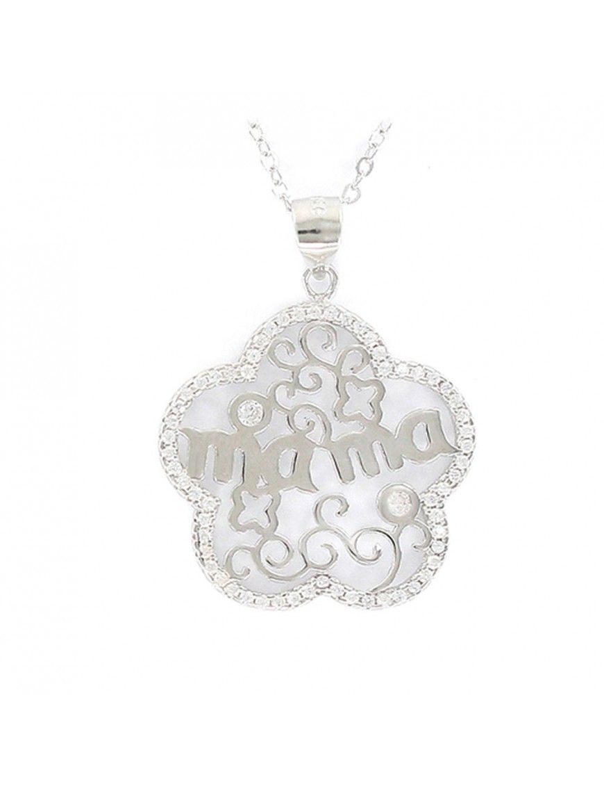 Collar Plata mamá flor calada 9106815