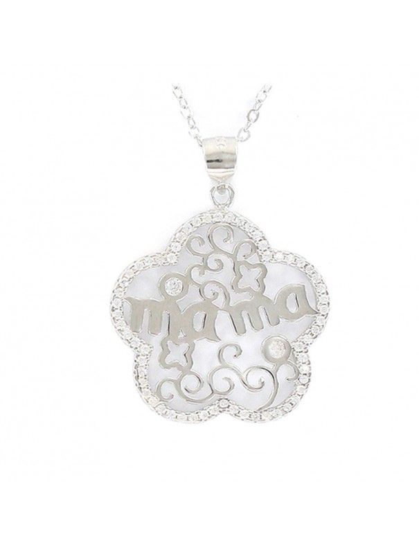 Collar Plata mamá flor calada 9106815