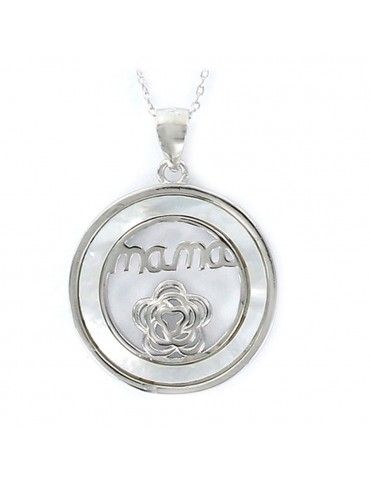 Collar Plata disco mamá nacar 9106819