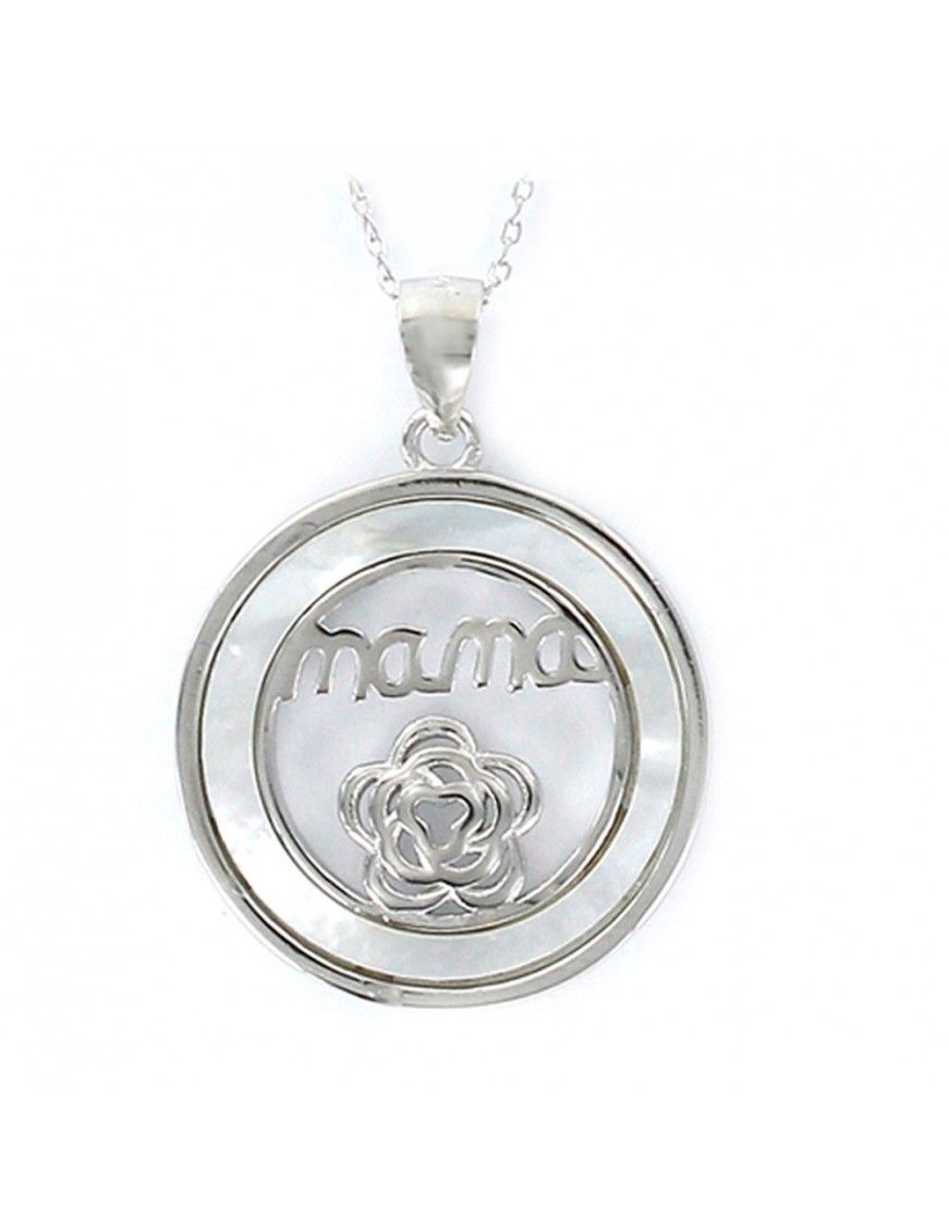 Collar Plata disco mamá nacar 9106819