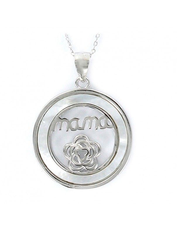 Collar Plata disco mamá nacar 9106819