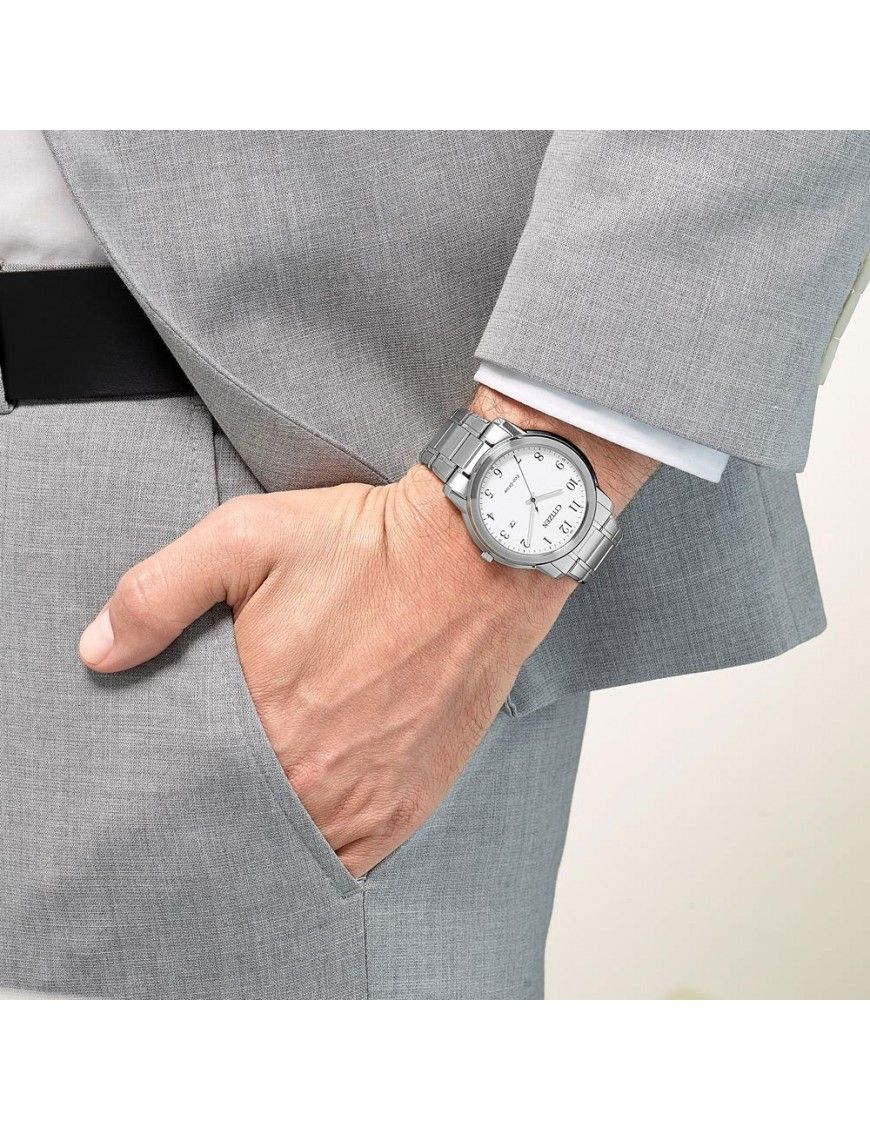 Orologio Citizen Eco-Drive AW1211-80A Uomo - Acciaio Inossidabile Argentato, Datario, Carica A Luce, Riserva 240 Giorni, Vetro Minerale - 6