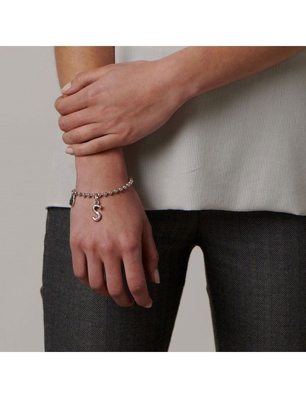 Pulsera Uno de 50 Metal Mujer letra S + charm blue CHA0045&0079&PUL1829
