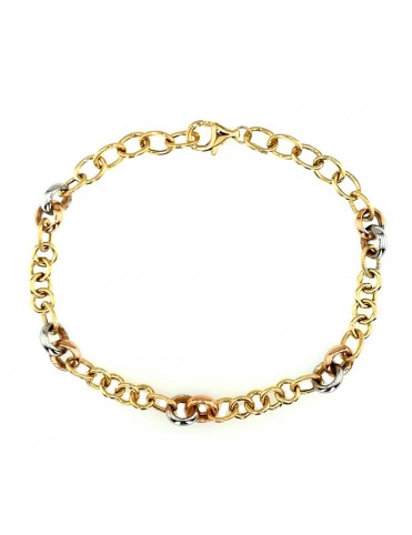 Pulsera 3 colores Oro 18K hueca 458-01217