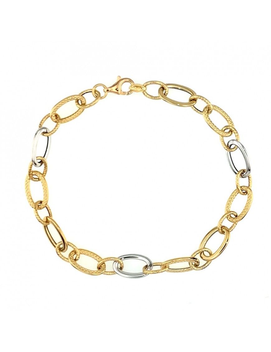 Pulsera 2 colores Oro 18K hueca 624-00046