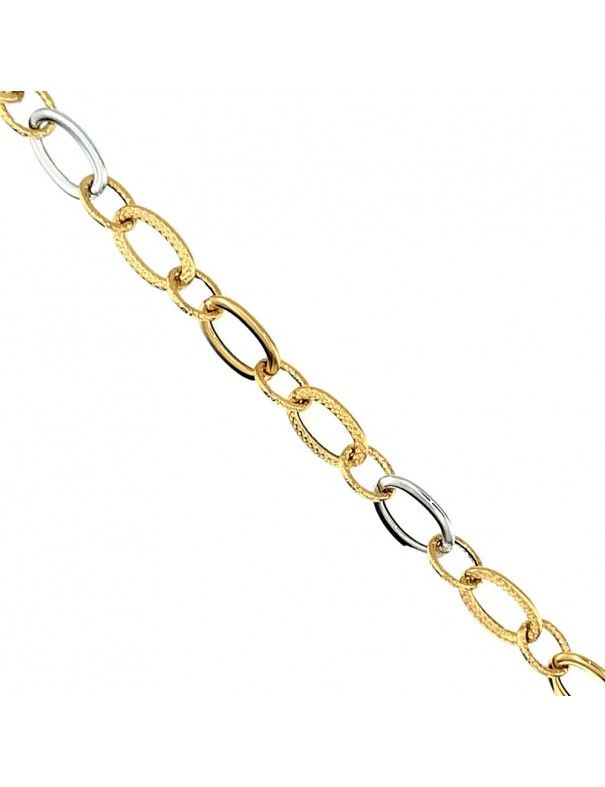 Pulsera 2 colores Oro 18K hueca 624-00046