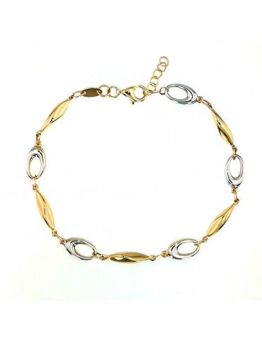 Pulsera 2 colores Oro 18K hueca 139-02595